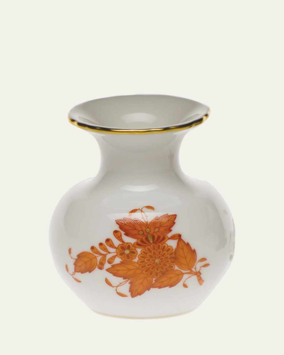 Chinese Bouquet Rust Medium Bud Vase with Lip